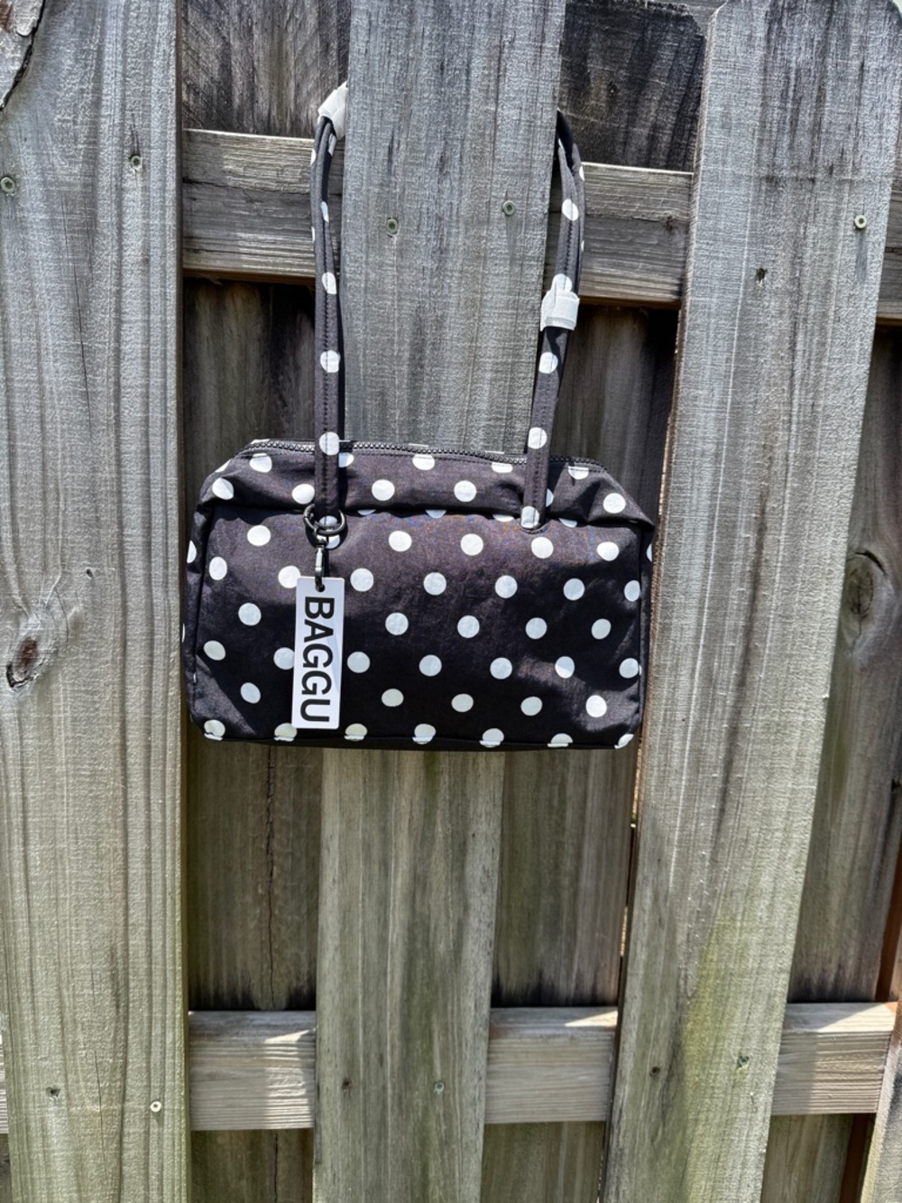 BAGGU Black and White Polka Dot Shoulder Bag